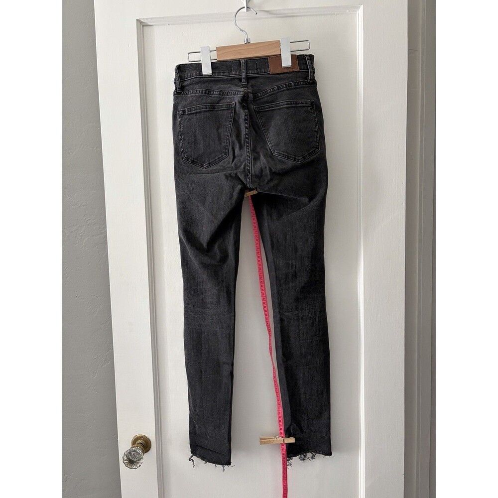 Madewell 9” High Rise Skinny Jeans 25 Black Distressed Raw Hem Stretch indie - Picture 2 of 5
